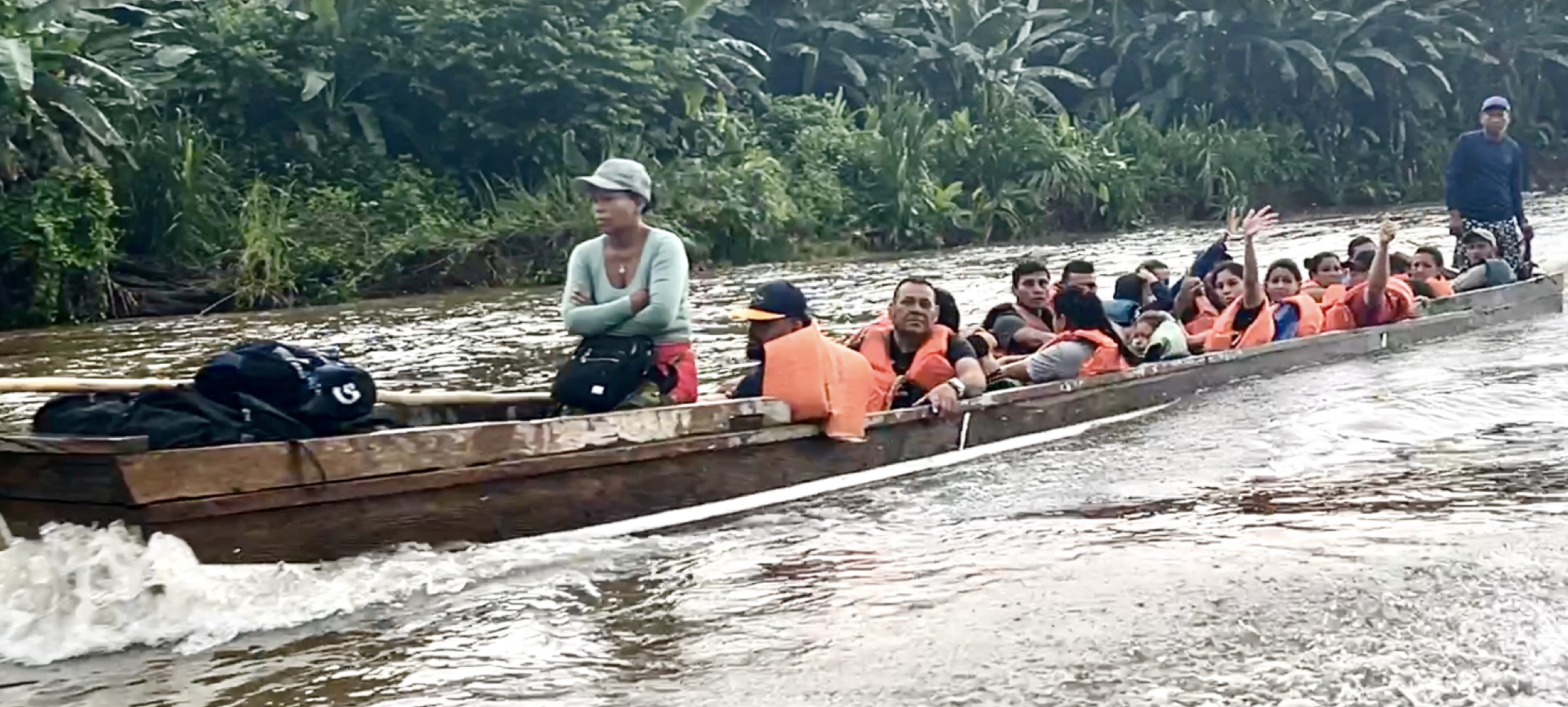 Migrants exiting the Darien Gap in Panama pay Embera tribesmen for pa’anga boat rides down the Chuckenaqua River