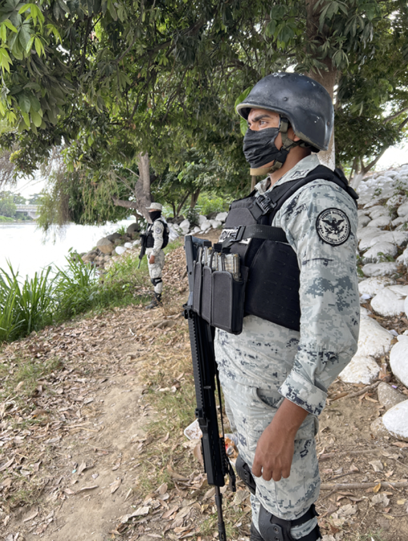 Mexican National Guard posted on Mexico's border with Guatemala in 2022